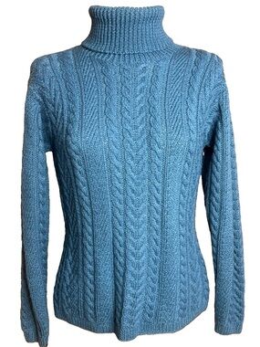 Vintage Lauren Ralph Lauren Blue 100% Wool Turtleneck Sweater